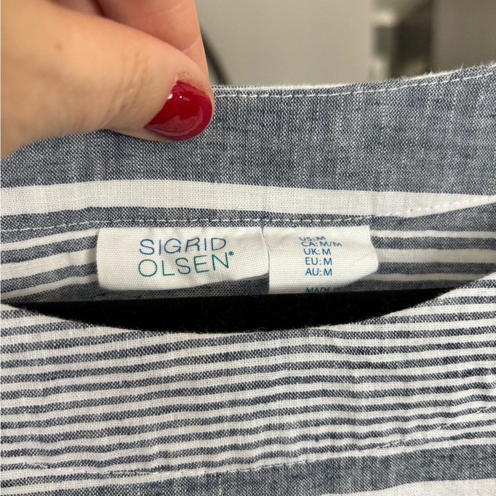 Sigrid Olsen Linen Striped Top - Picture 4 of 8